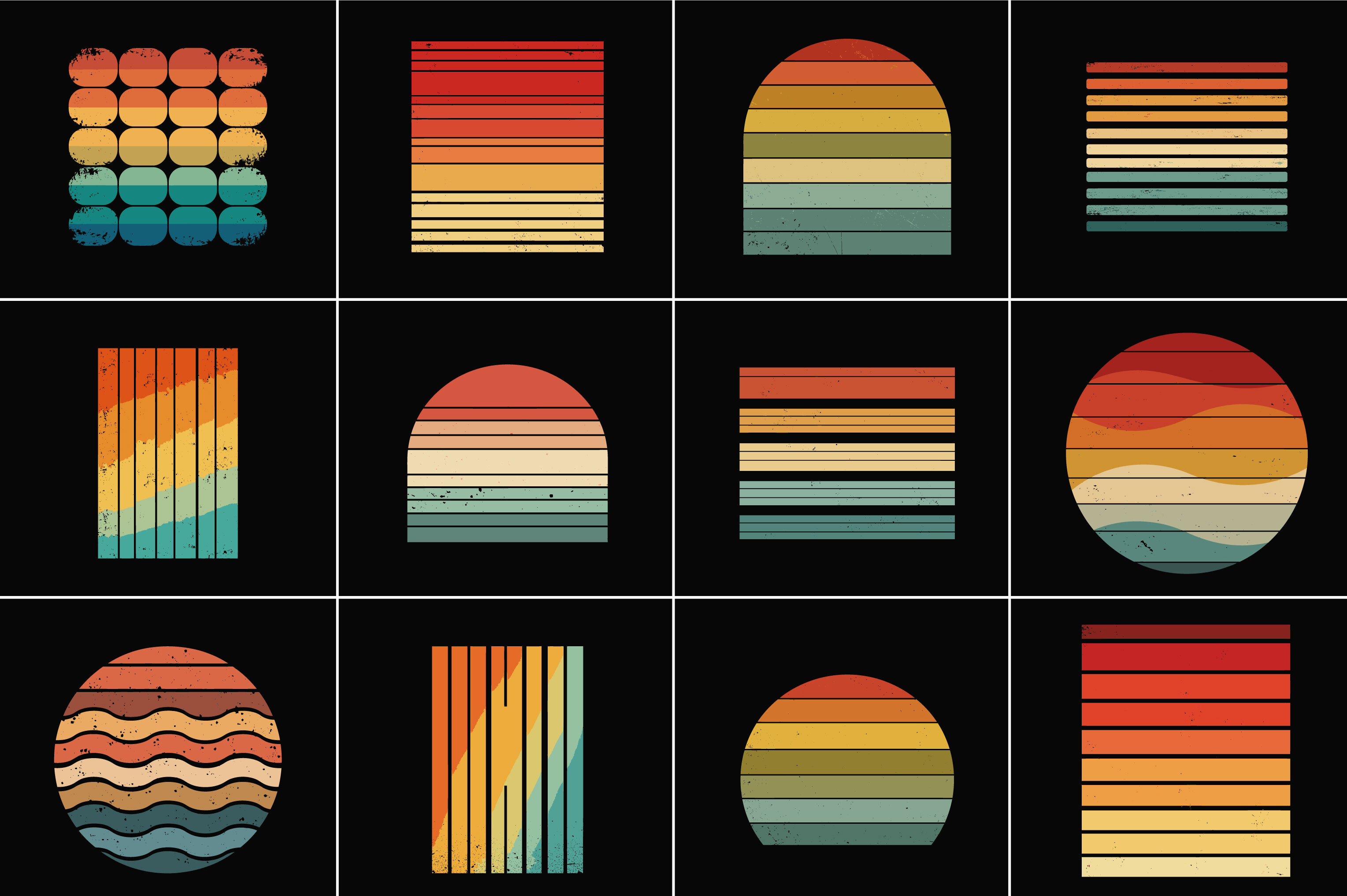 Retro Horizon Line Art Bundle