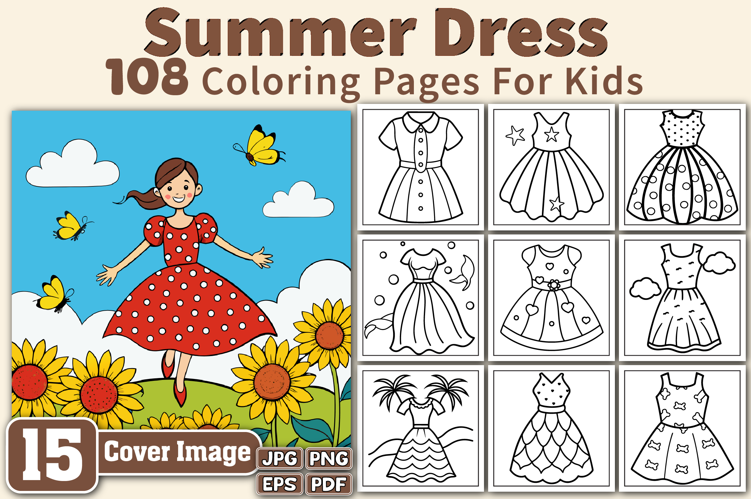 Summer Dress Coloring Pages for Kids