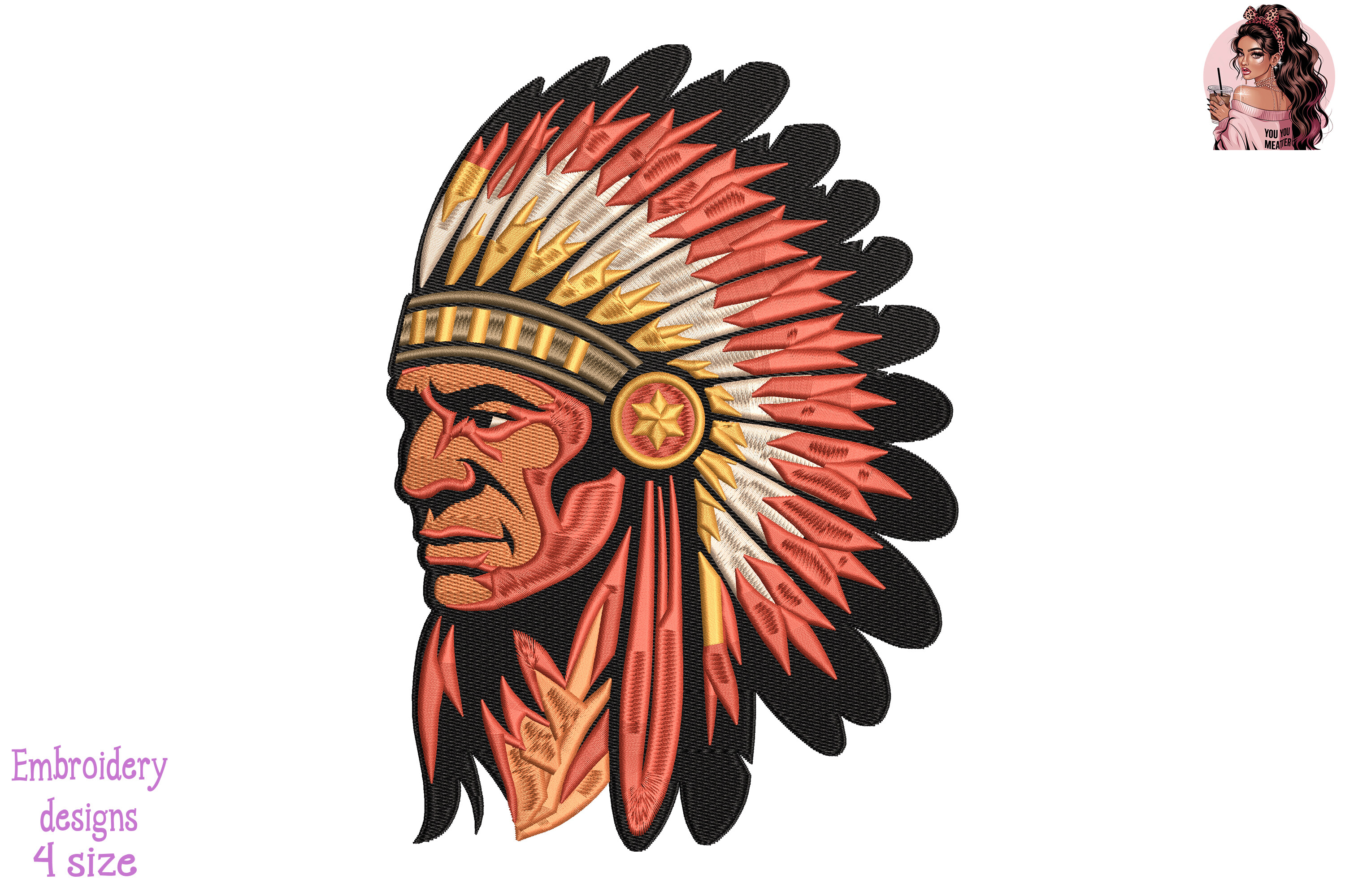 Sunfire Tribal Warrior Embroidery