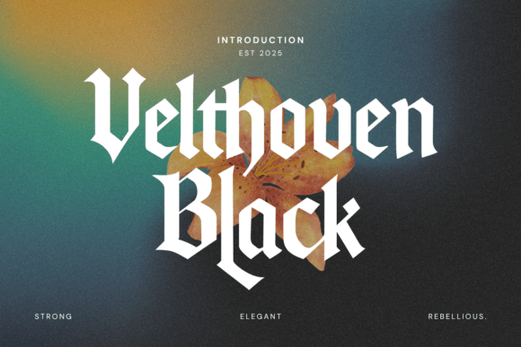 Preview specimen of Velthoven Black blackletter font