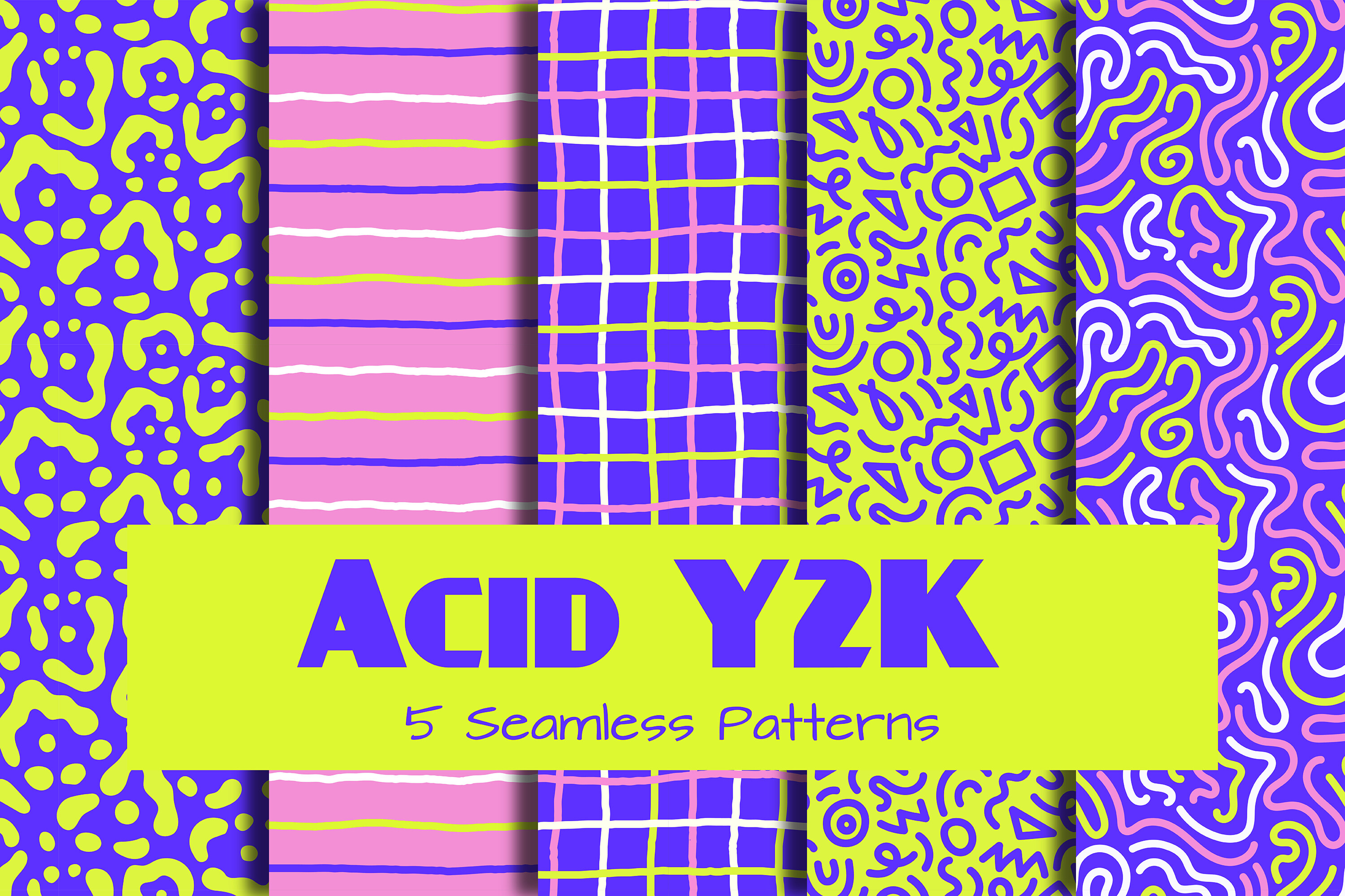 Acid Y2k Seamless Patterns & Papers