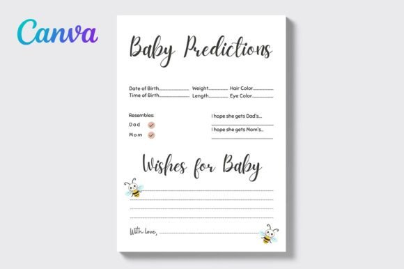 Baby Predictions and Wishes Card Templat