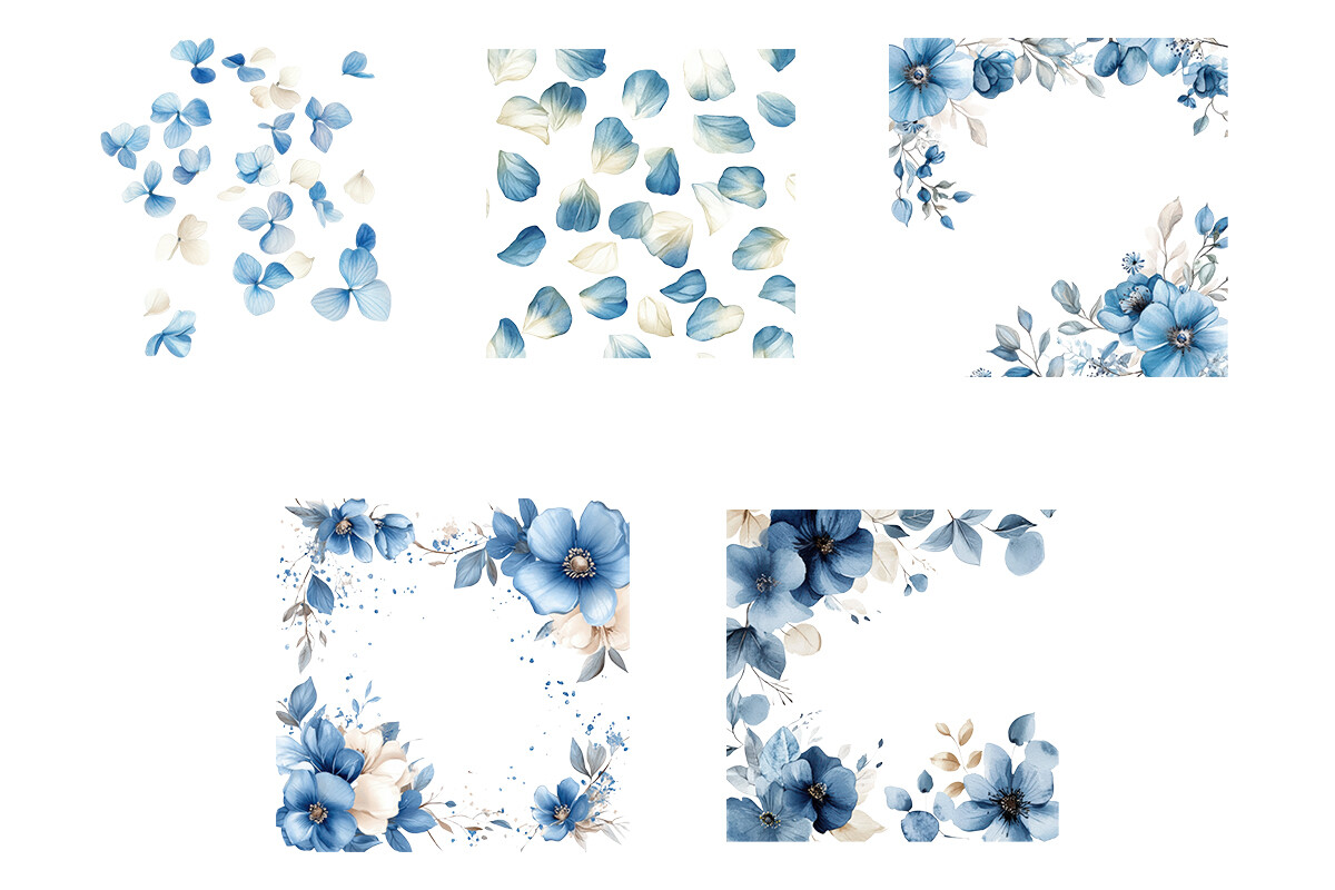 Blue and Cream Wedding Clipart - photo 5