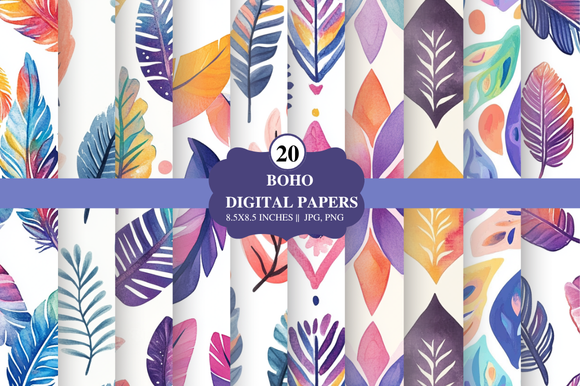 Boho Digital Papers Graphic by Craft Studios · Creative Fabrica