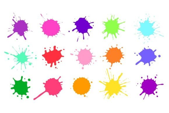 Color Paint Splatter. Colorful Ink Grafik Druckbare Illustrationen Von tartila.stock