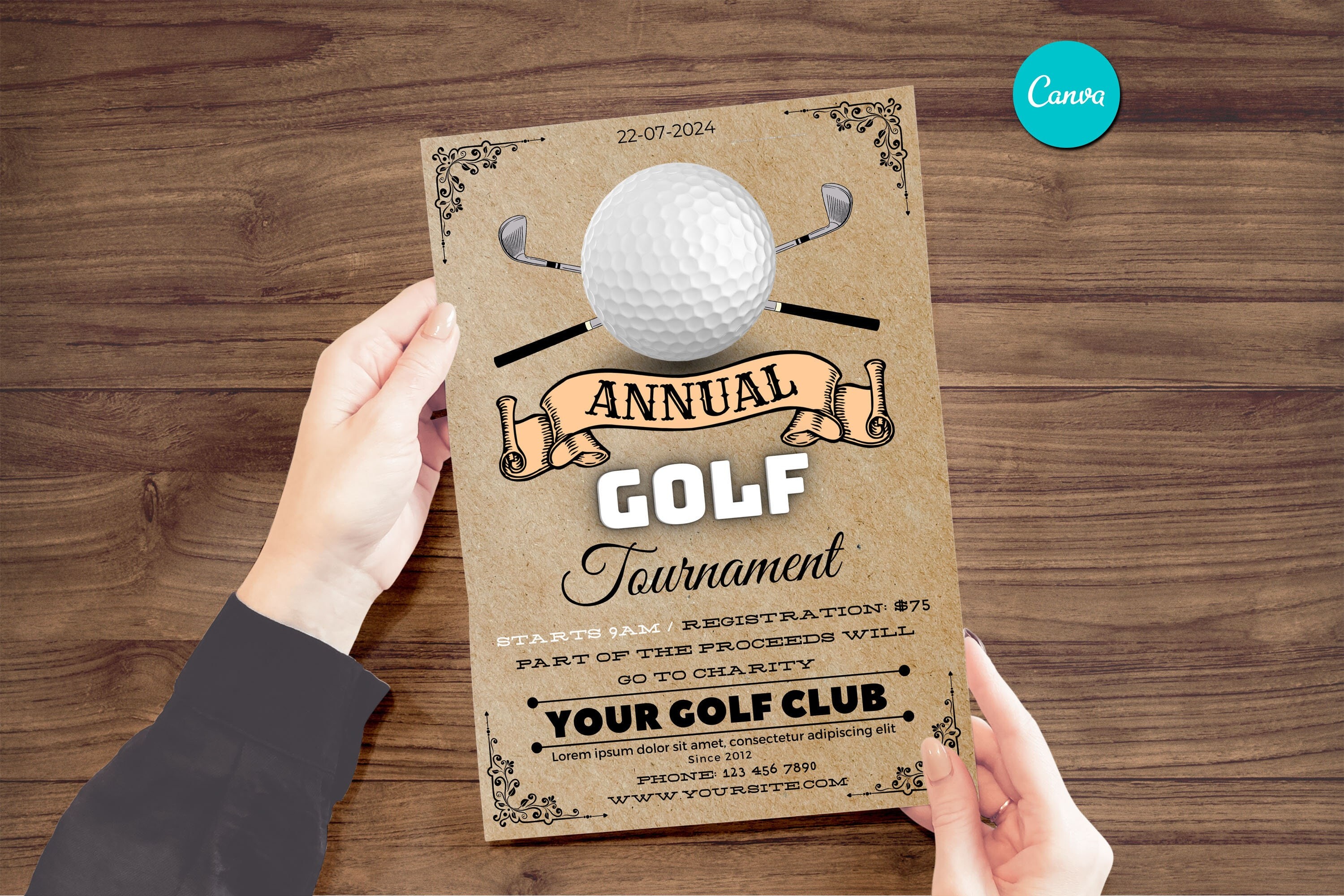 Editable Golf Tournament Flyer Template,