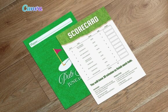 Editable Pub Golf Bar Golf Scorecard