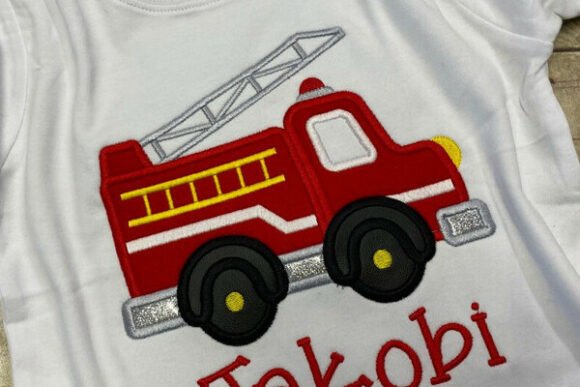 Fire Truck Applique Embroidery Design