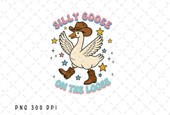 Silly Goose on the Loose Cowboy Funny Graphic Illustrations By Flora Co Studio