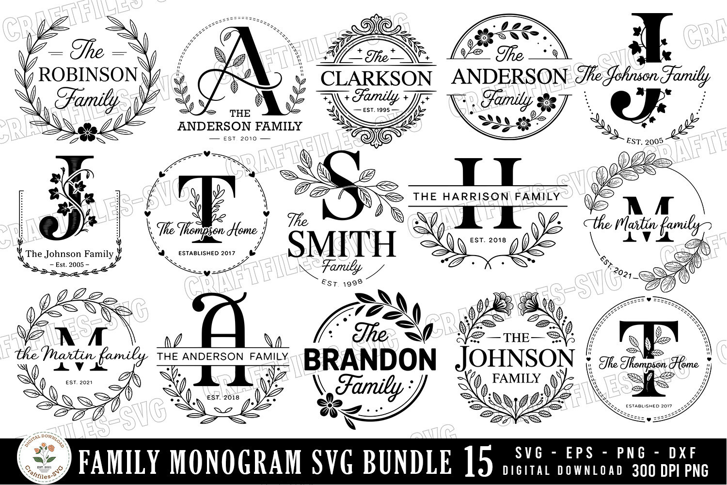 Family Monogram SVG Bundle Graphic by Craftfiles-SVG · Creative Fabrica