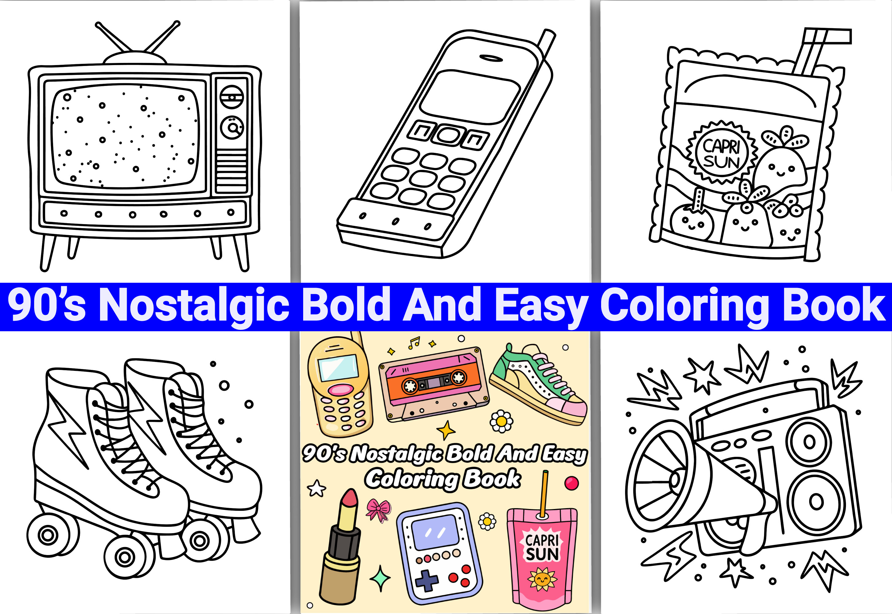 90’s Nostalgic Bold & Easy Coloring Book