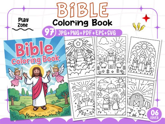 97 Bible Coloring Pages for Kids - KDP