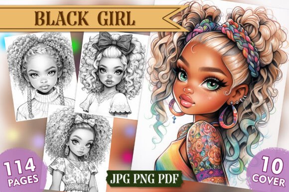 Black Girl Coloring Pages: Vol- 01 Grafik KI Seiten zum Kolorieren Von Magic Cat
