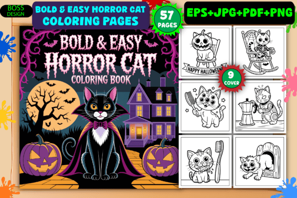 Bold & Easy Horror Cat Coloring Pages