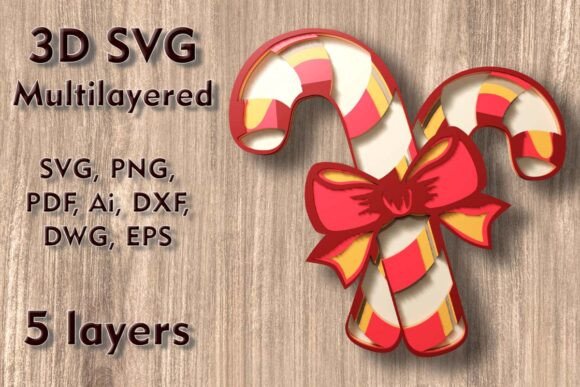 Christmas Candy 3D Svg Multilayer Files Laser Cutting By LeVanilleShop