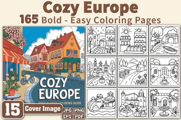Cozy Europe: Bold & Easy Coloring Pages