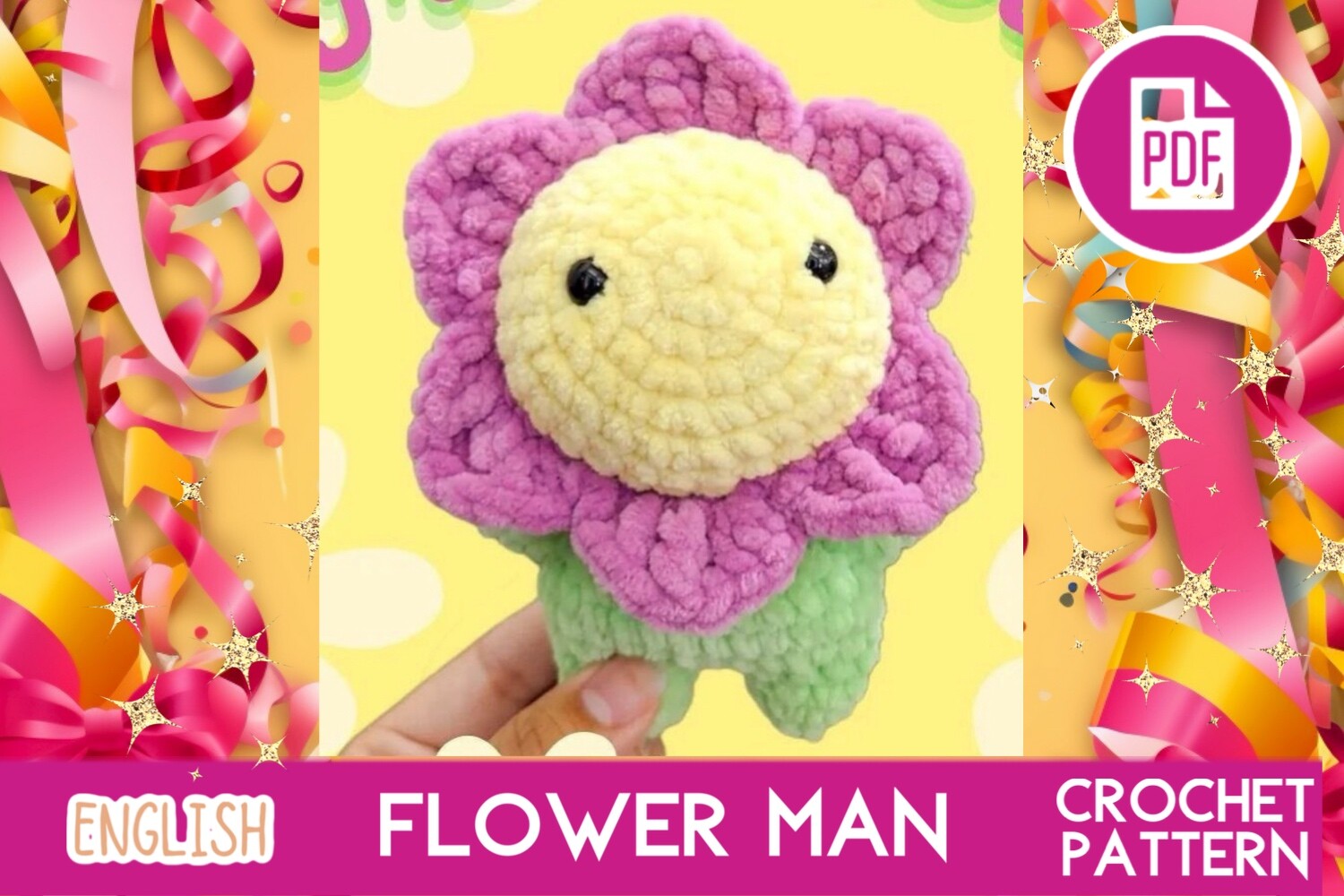 Crochet Flower Man Pattern / Amigurumi