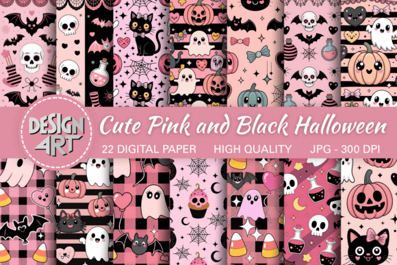 Cute Pink and Black Halloween Background