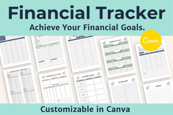 Financial Tracker Canva Template Graphic by Digital Bloom Studio ...