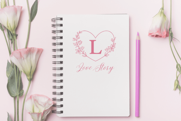 Floral Heart Monogram Font - Preview 3