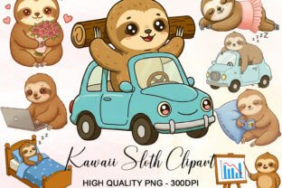 Uwu Sloth Kawaii Funny Sloth Clipart Bundle Graphic by DegitalxDesign · Creative ...