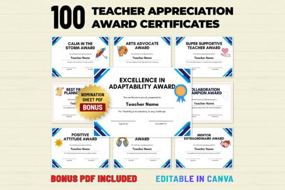 Teacher Appreciation Awards Certificates