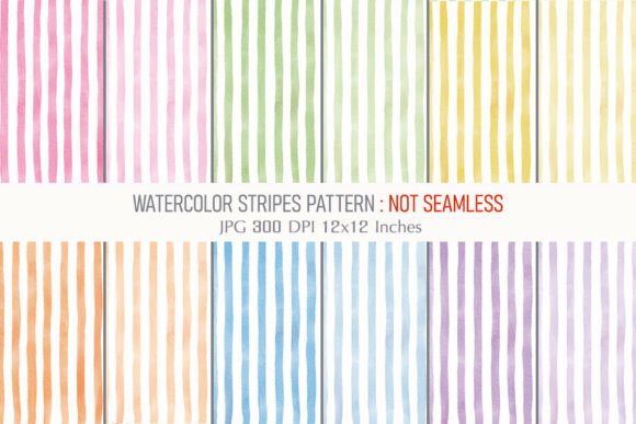 Watercolor Stripes Pattern Digital Paper Graphic Patterns By BB Art Designs