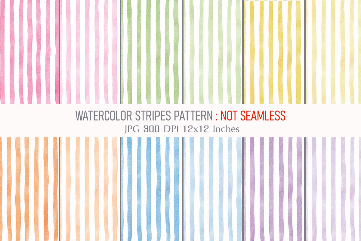 Watercolor Stripes Pattern Digital Paper Graphic by BB Art Designs ...