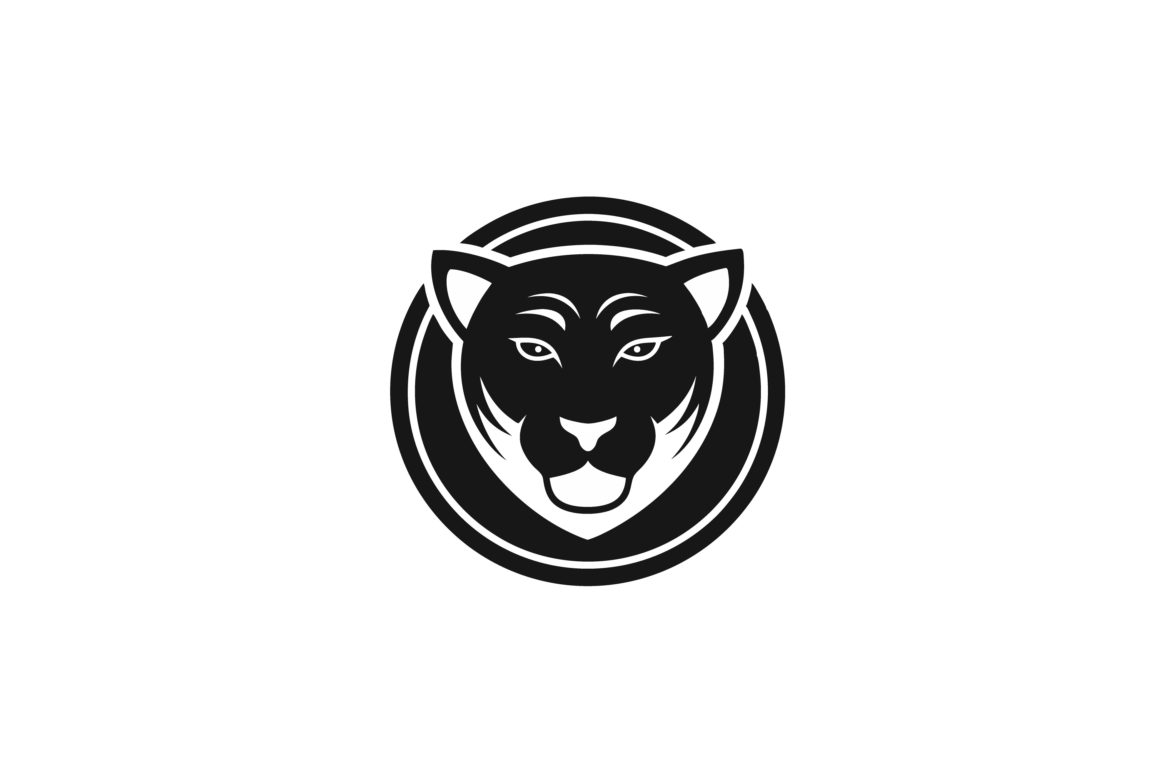 Tiger face silhouette, a fierce circle.