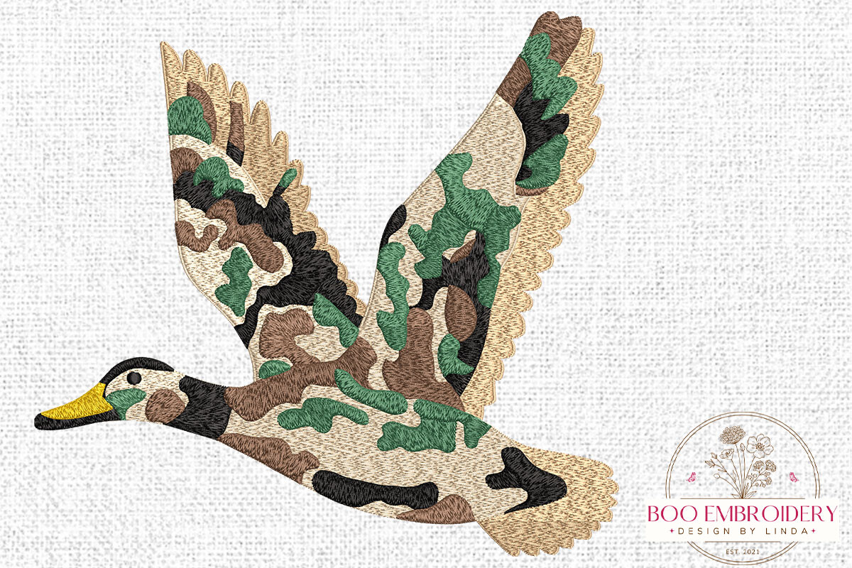 Camo Duck in Flight