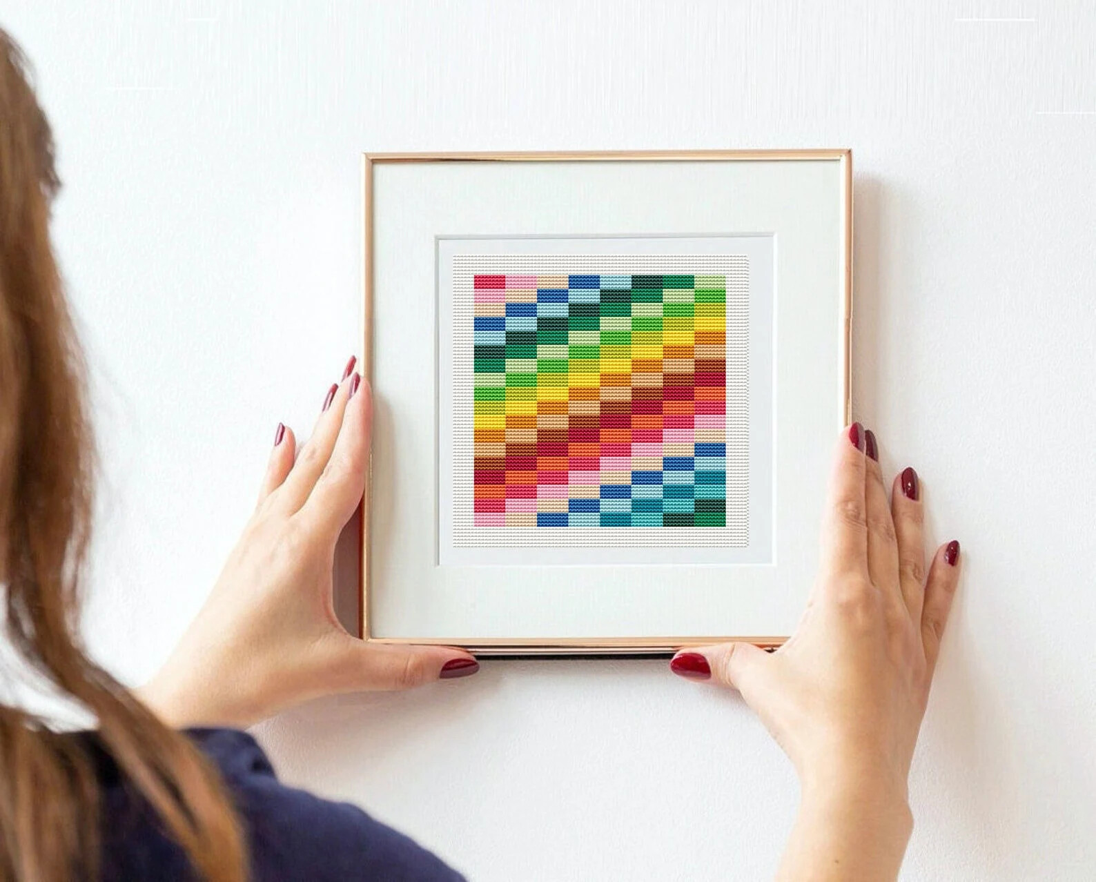 Colorful Geometric Stair Cross Stitch