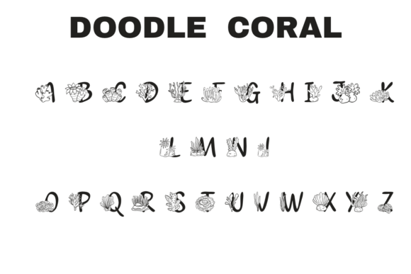 Doodle Coral Font PNG with transparent background - Preview 1