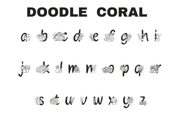 Doodle Coral Font PNG with transparent background - Preview 2