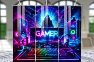 Futuristic Gamer Room Tumbler Wrap PNG Graphic by LAZY ANT · Creative ...