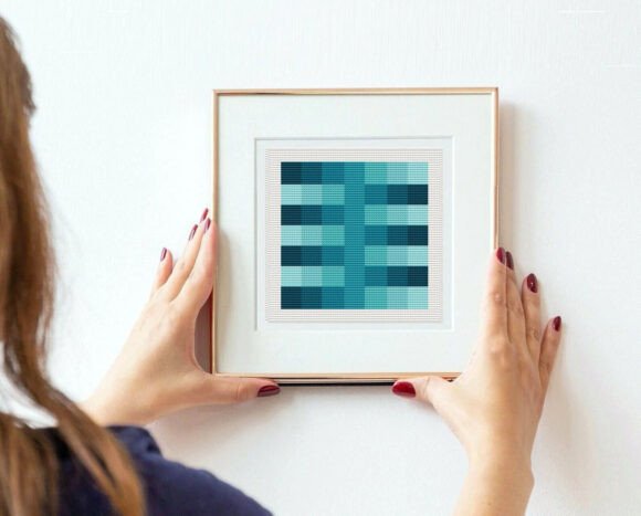 Green Gradient Squares Cross Stitch