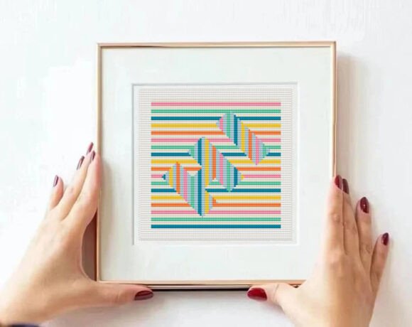 Hi - Bright Geometric Cross Stitch