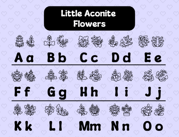Little Aconite Flowers Font PNG with transparent background - Preview 1