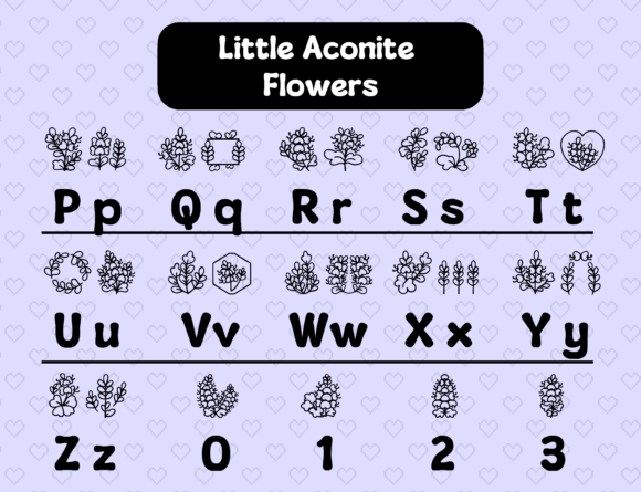 Little Aconite Flowers Font PNG with transparent background - Preview 2