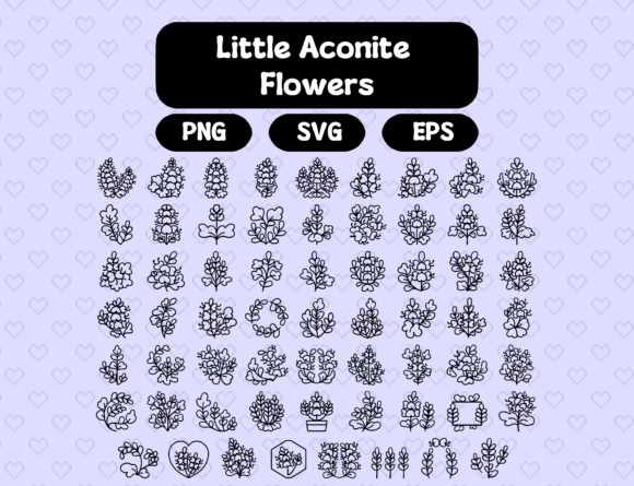 Little Aconite Flowers Font PNG with transparent background - Preview 4