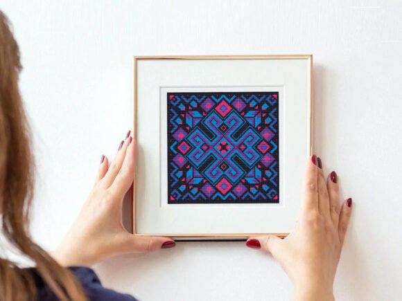 Mexican Blue Geometric Cross Stitch PDF