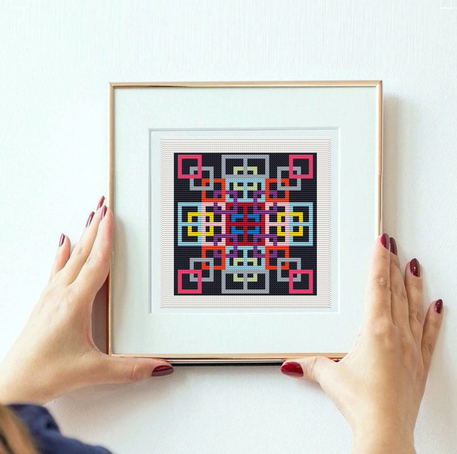 Modern Color Blocks Cross Stitch Art
