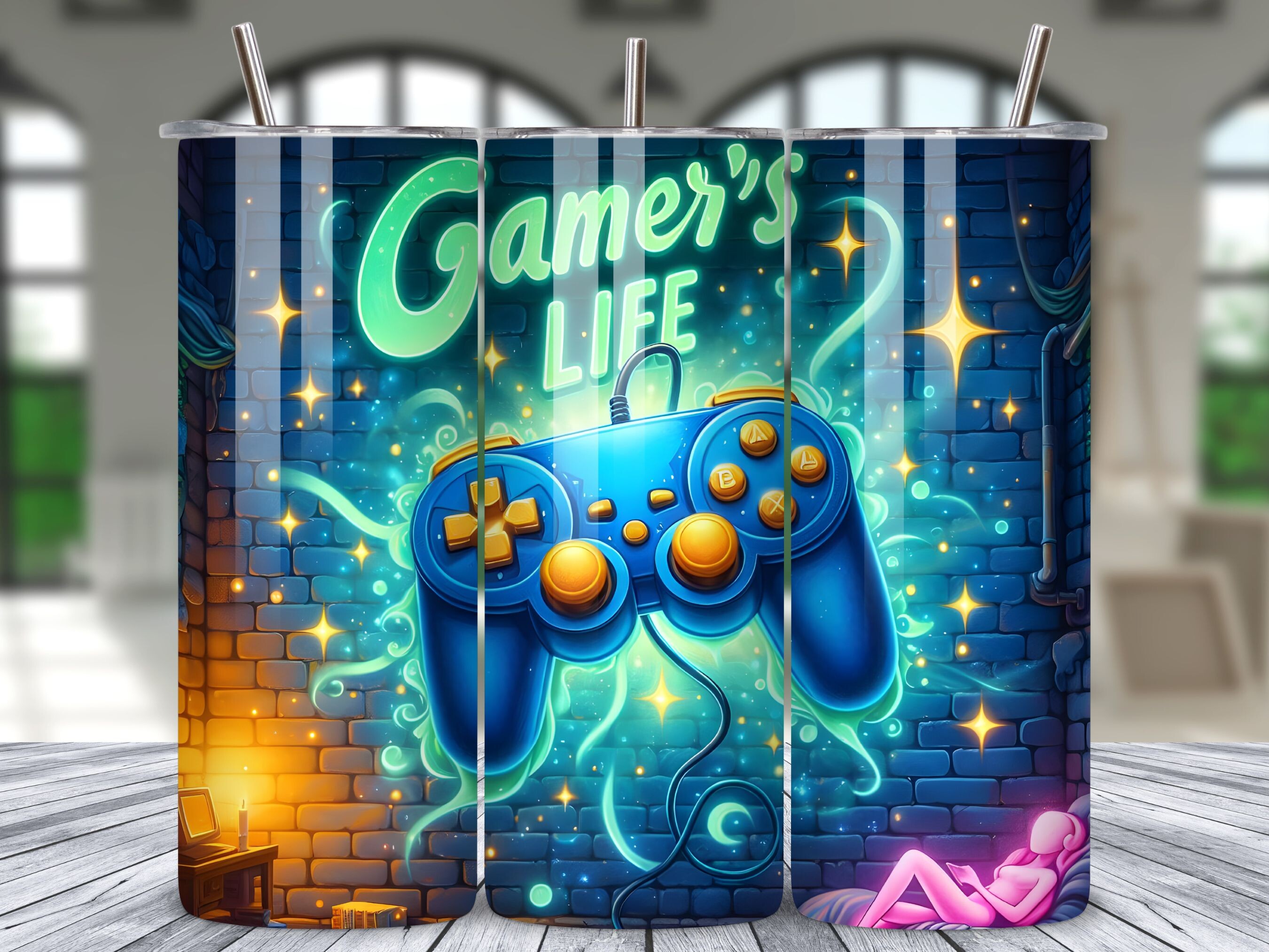 Retro Gaming Controller Tumbler Wrap Art Graphic by LAZY ANT · Creative ...