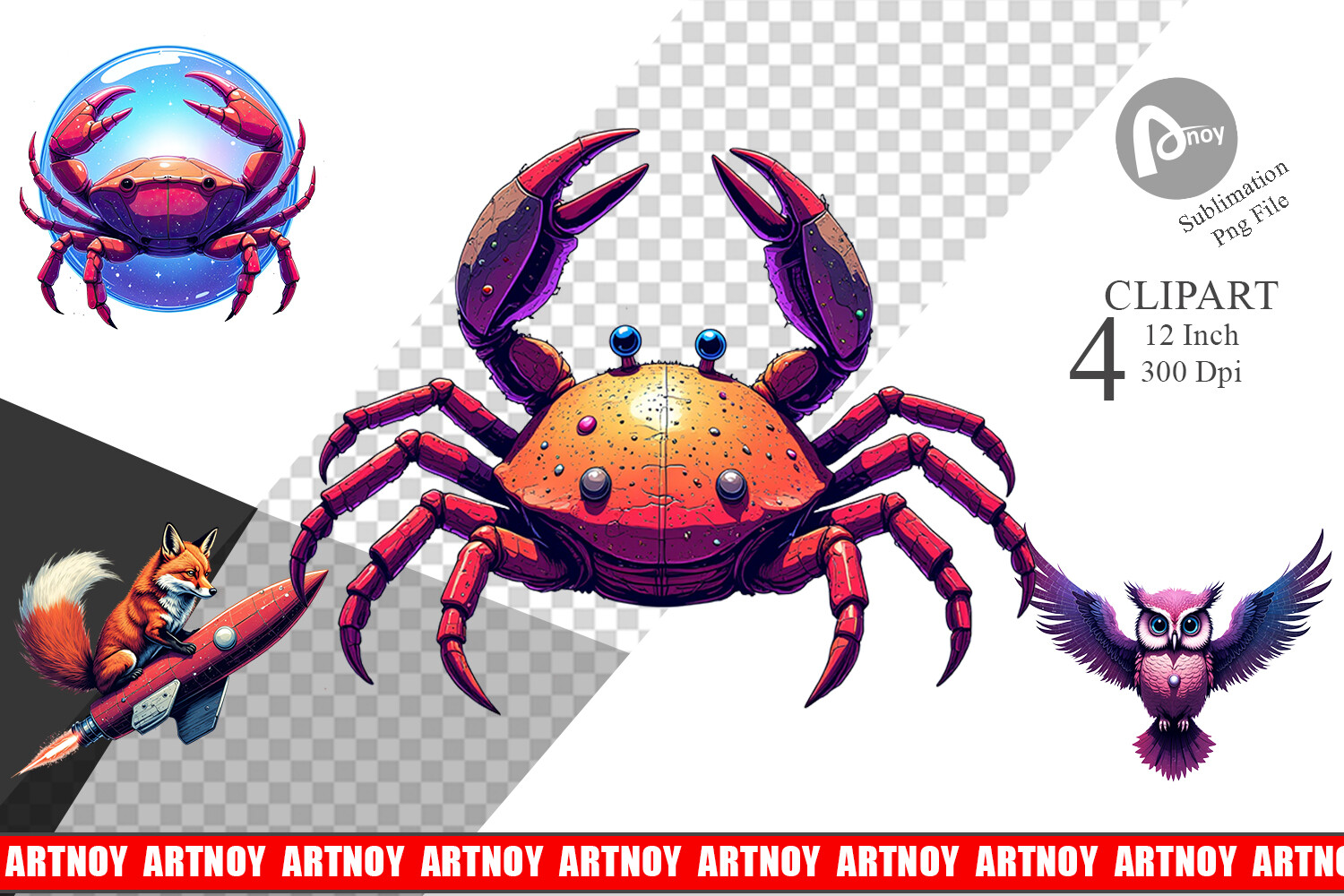 Retro Space Creatures Clipart