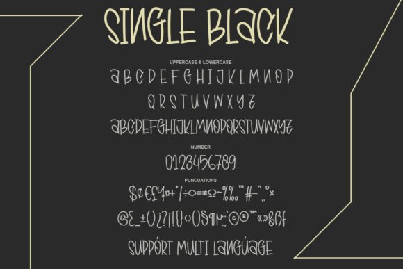 Single Black Font PNG with transparent background - Preview 4
