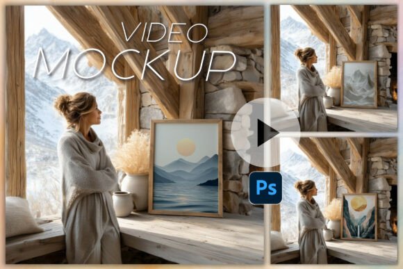 Wallart Video Mockup PSD Frame Mockup Graphic Frames & Posters By LostDeLucky
