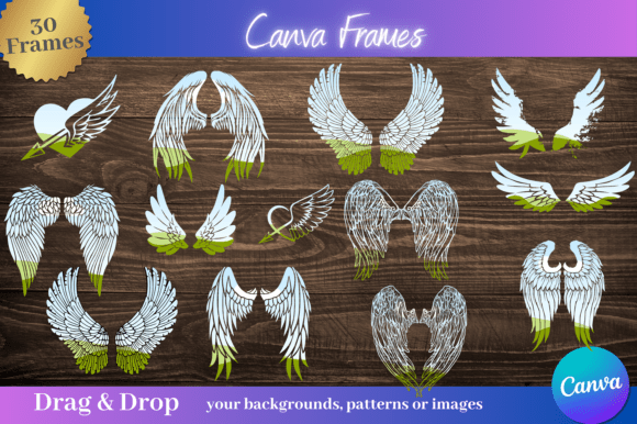 Angel wing custom Canva photo frame templates