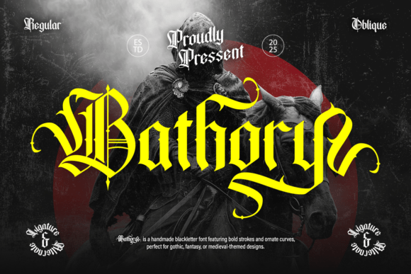 Preview specimen of Bathory blackletter font