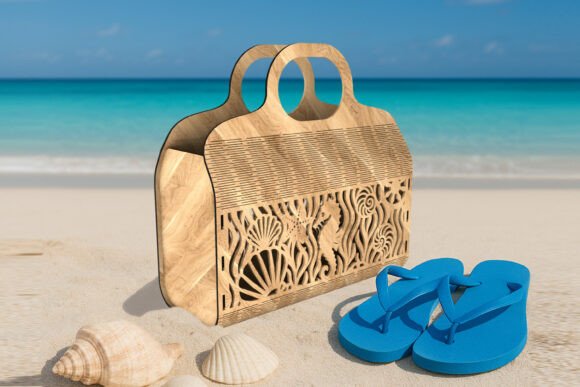 Beach Bag with Marine Life Taglio Laser Di LaserCutano