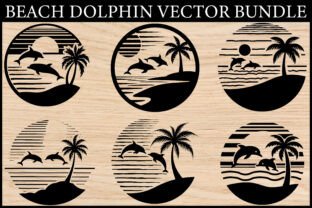 Beach Dolphin SVG Sunset Vector Set Graphic by Graphics Earth ...