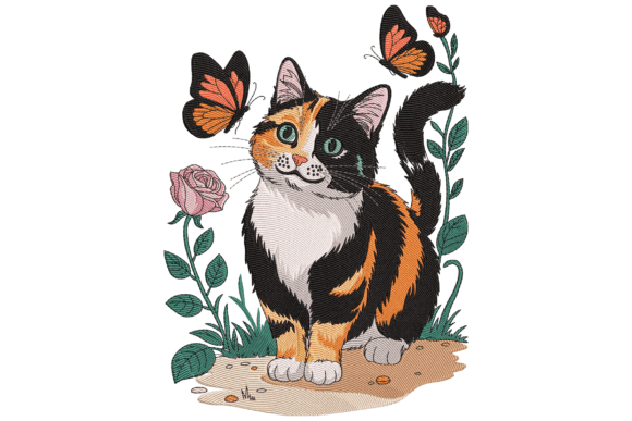 Cat with Butterflies
